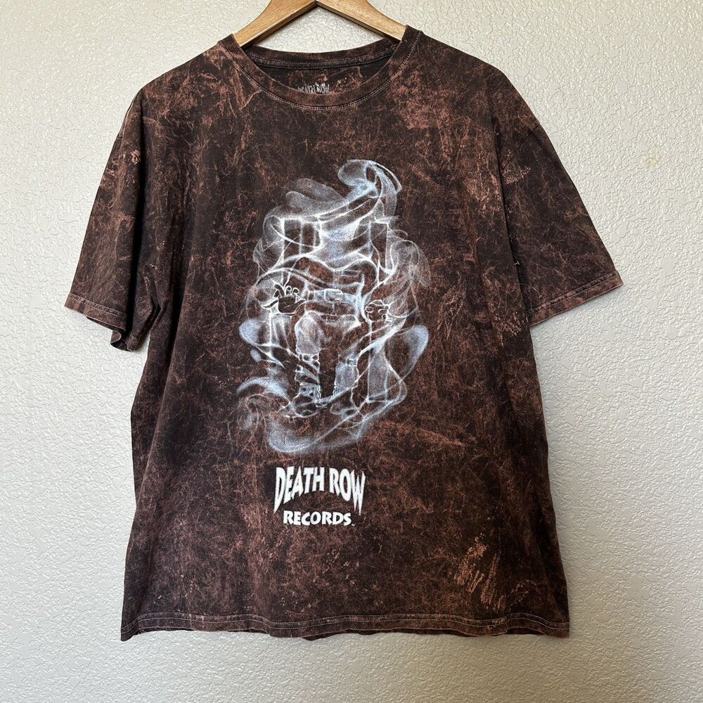 Death Row Records‎ T-shirt Brown Bleach Tie Dye Mens Size Large